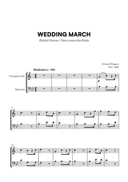 Richard Wagner - Wedding March (Here comes the Bride) (for Trumpet in Bb and Bassoon) image number null
