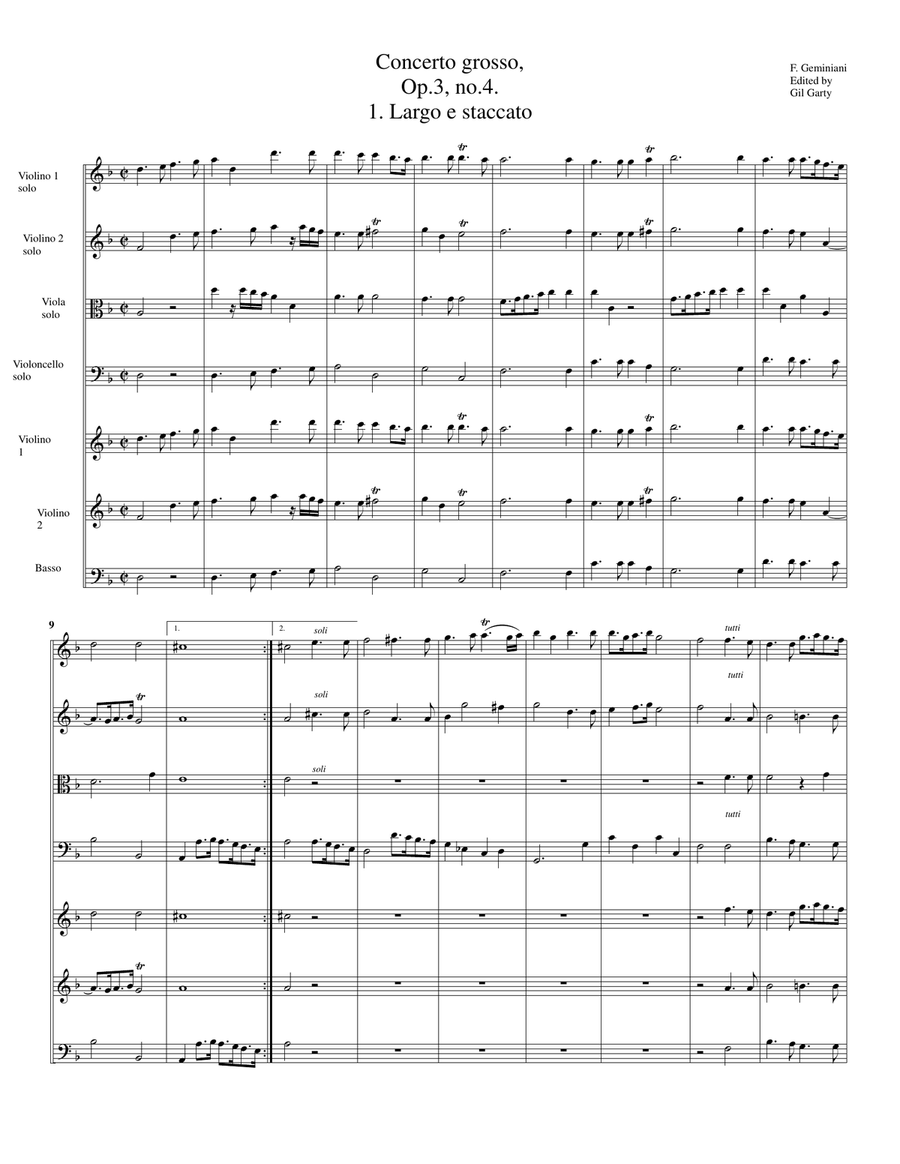 Concerto grosso Op.3, no.4 in D minor String Orchestra scores gallery preview page 2