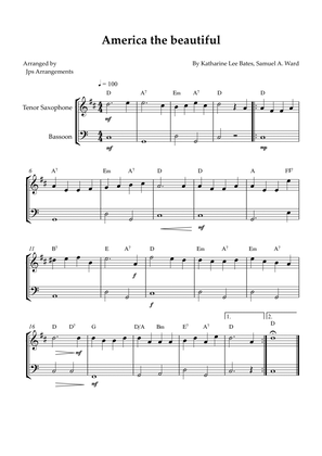 America The Beautiful - duet for Tenor Sax and Bassoon (+CHORDS)
