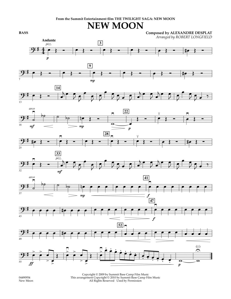 New Moon (The Meadow) - Bass Part scores gallery preview page 1
