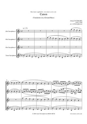 Book cover for Pachelbel's Canon - Sax Quartet
