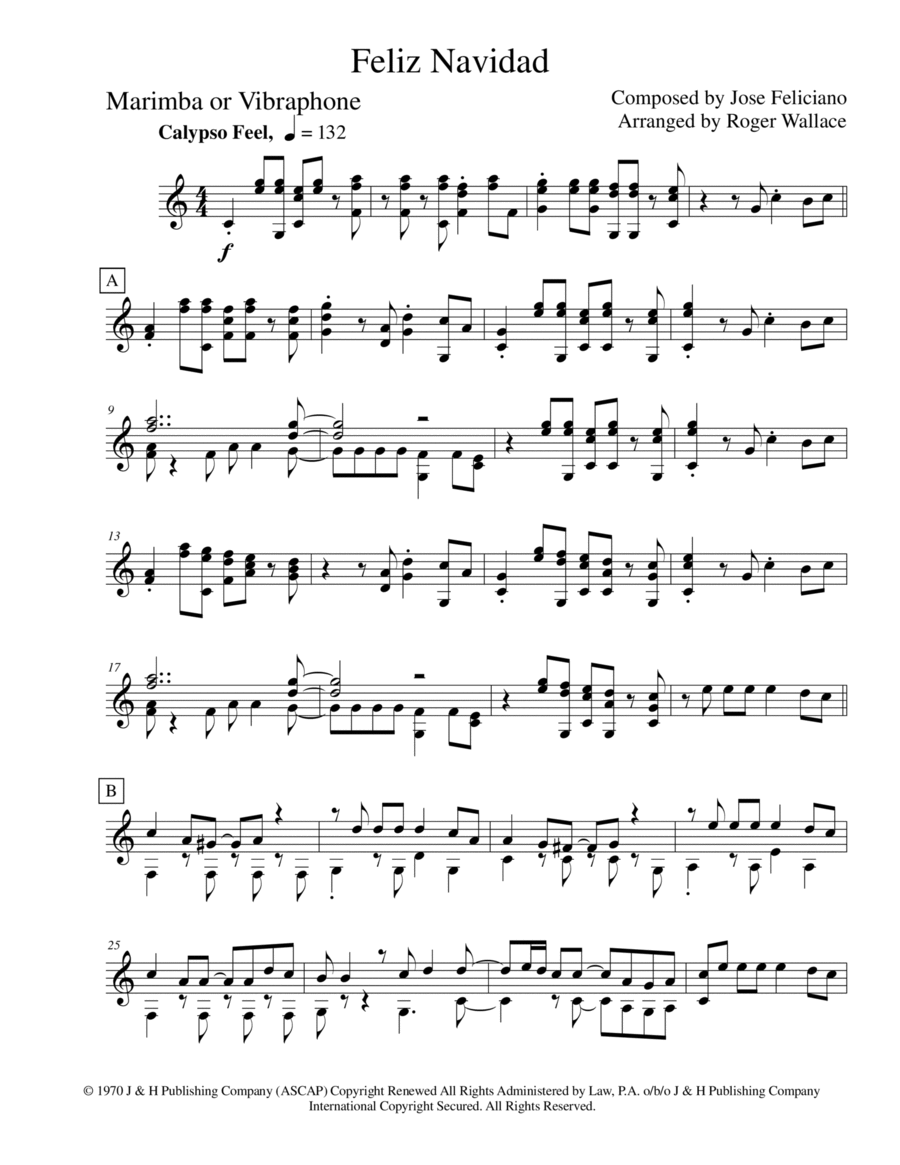 Feliz Navidad Marimba scores gallery preview page 1