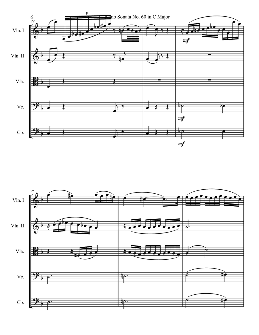 Piano Sonata in C major, Hob.XVI:50, Movement 2 String Orchestra scores gallery preview page 6