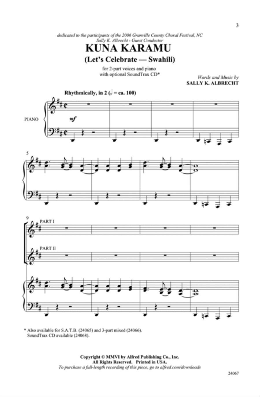 Kuna Karamu (Let's Celebrate) 2-Part scores gallery preview page 2