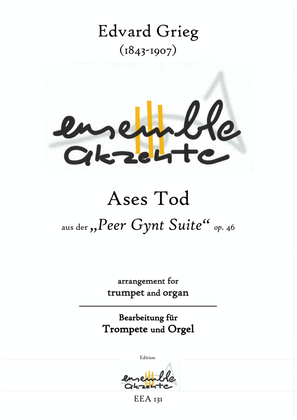 Book cover for Ases Death / Ases Tod from "Peer Gynt" op.46 - arrangement for trumpet and organ