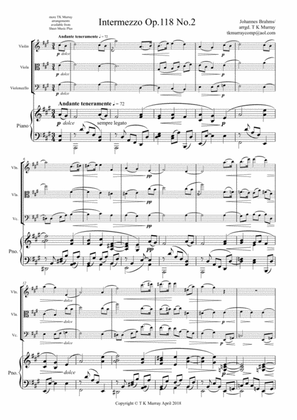 Brahms - Intermezzo Op.118 No.2 - Piano Quartet - Violin Viola Cello Piano