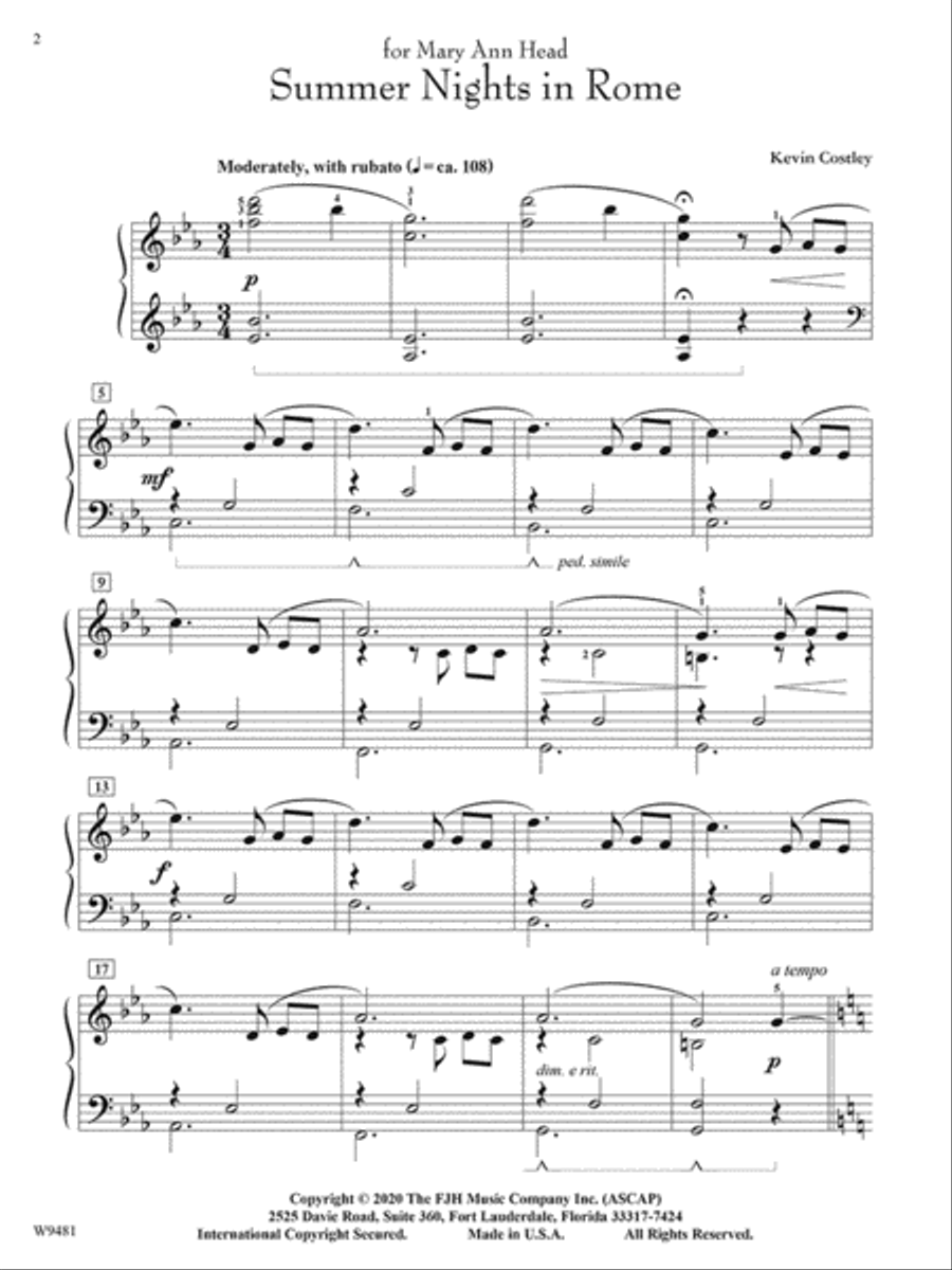 Summer Nights in Rome Piano Solo scores gallery preview page 2