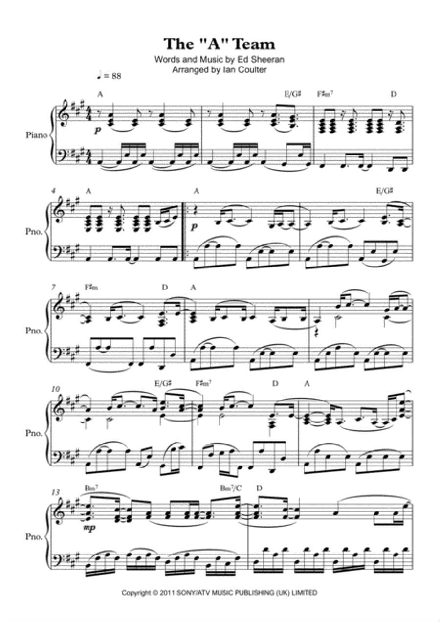 The A Team Piano Solo scores gallery preview page 1