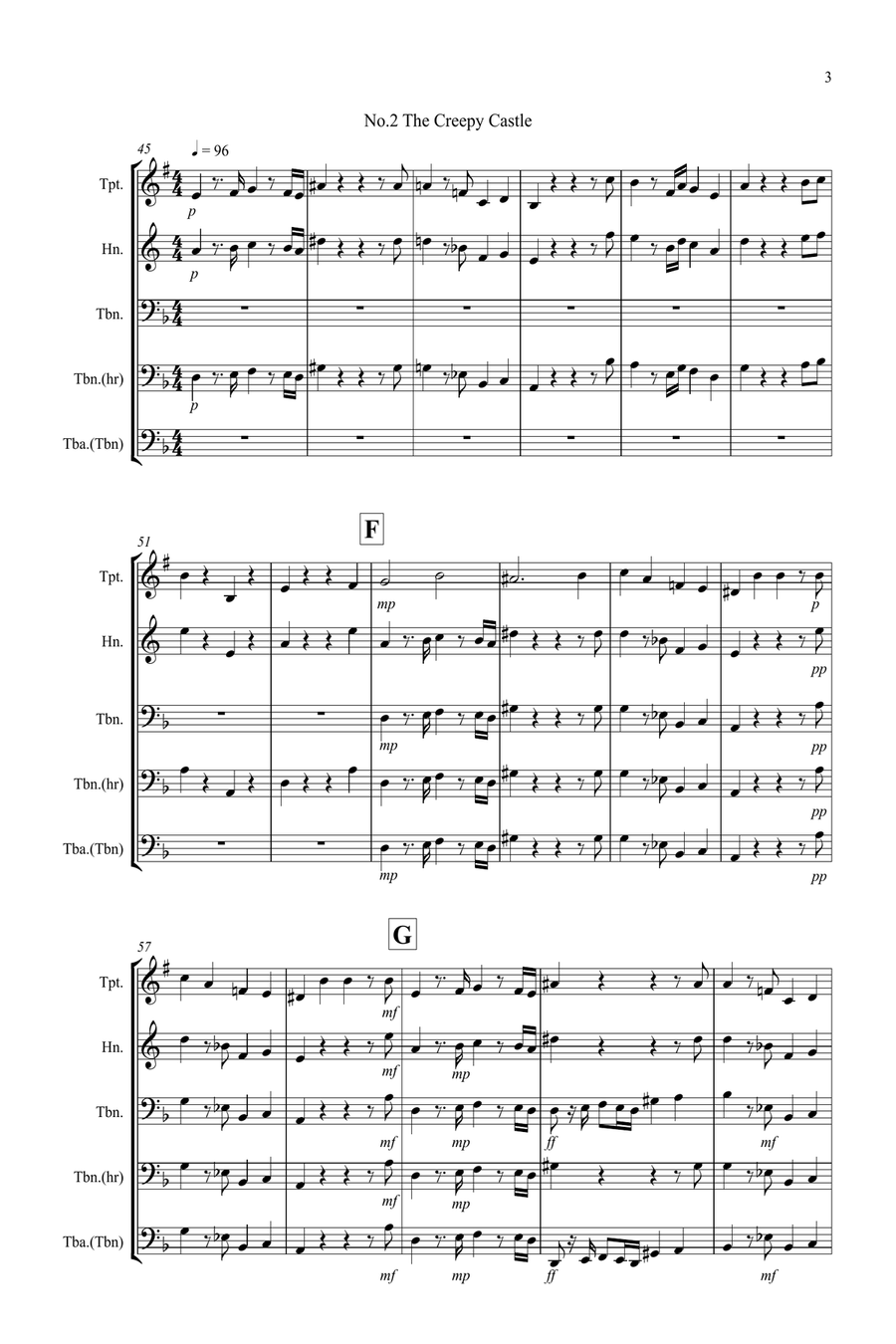 3 Halloween Pieces for Brass Trio Brass Trio scores gallery preview page 3