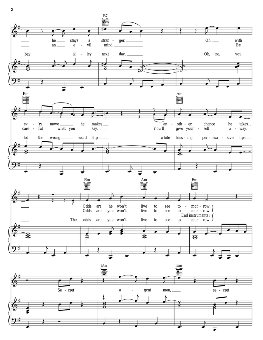 Secret Agent Man Secret Agent Man Piano, Vocal, Guitar scores gallery preview page 2