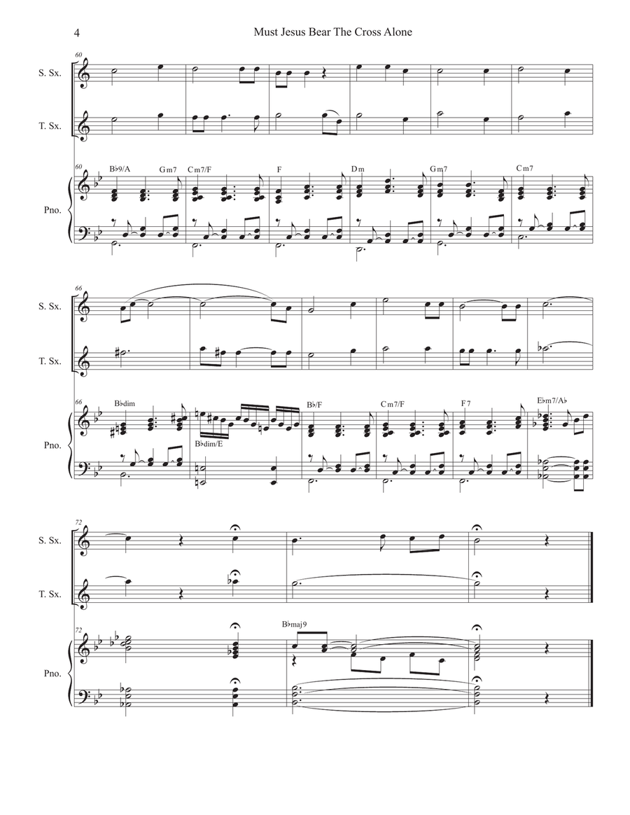 Must Jesus Bear The Cross Alone (Duet for Soprano and Tenor Saxophone) Woodwind Duet scores gallery preview page 5