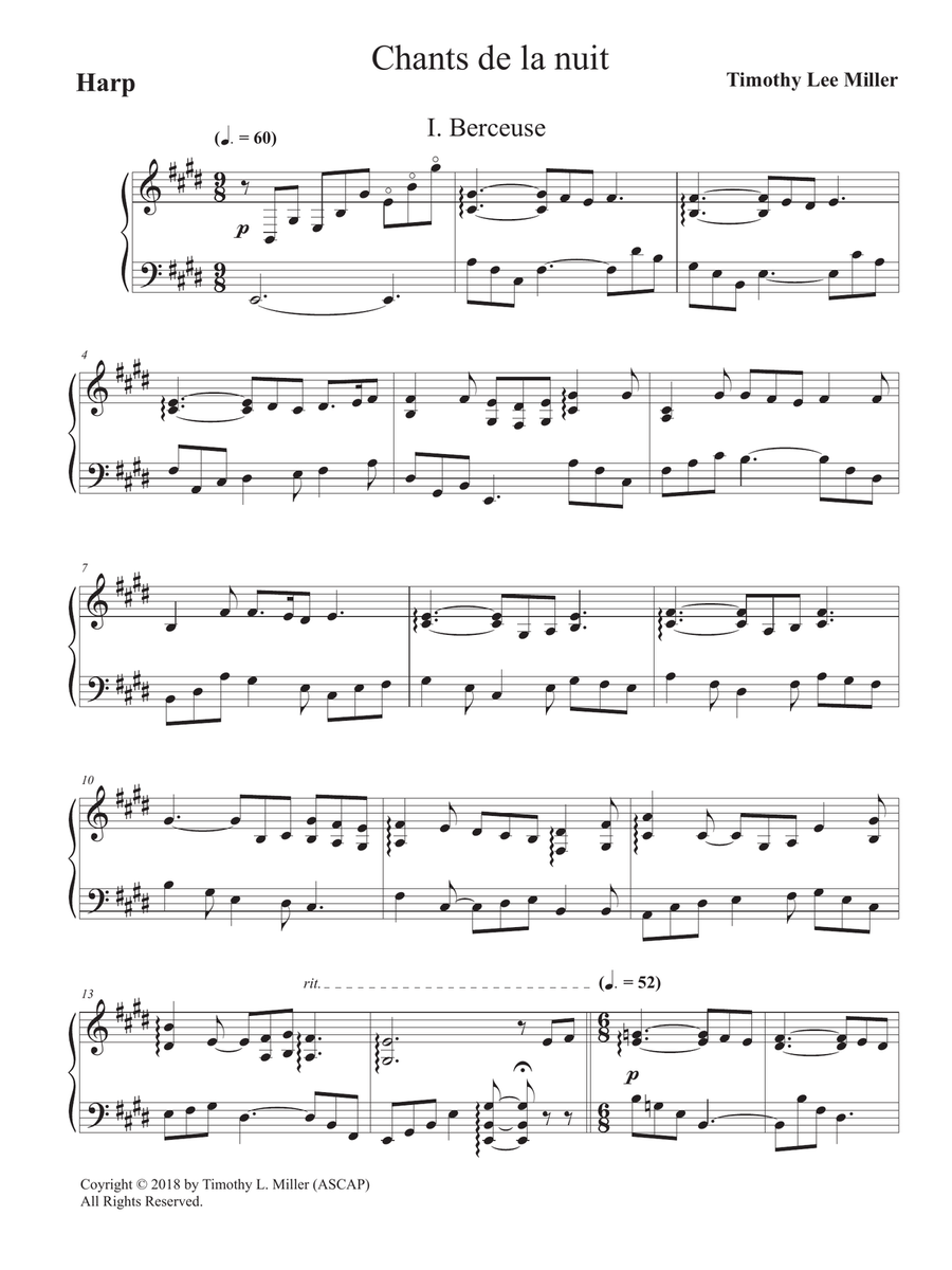 Chants de la nuit Harp scores gallery preview page 5
