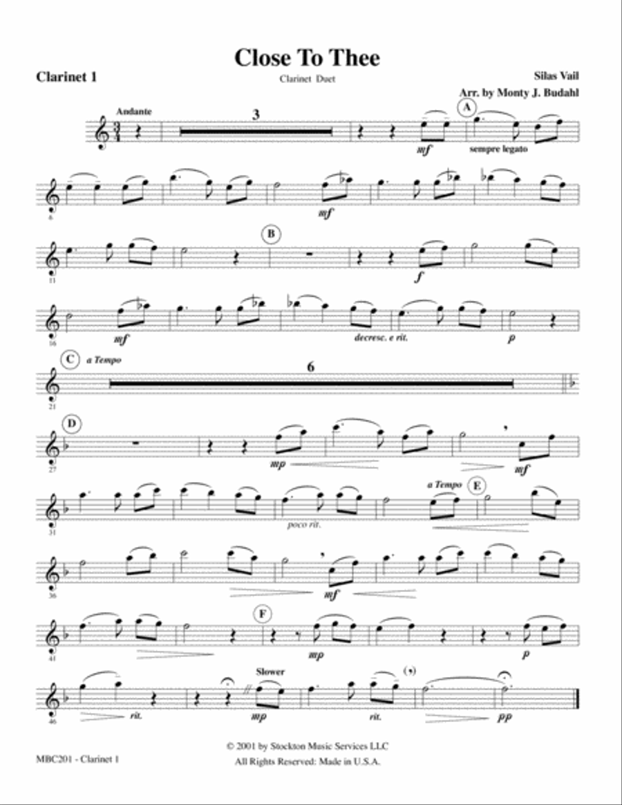 Close To Thee Clarinet Duet scores gallery preview page 4