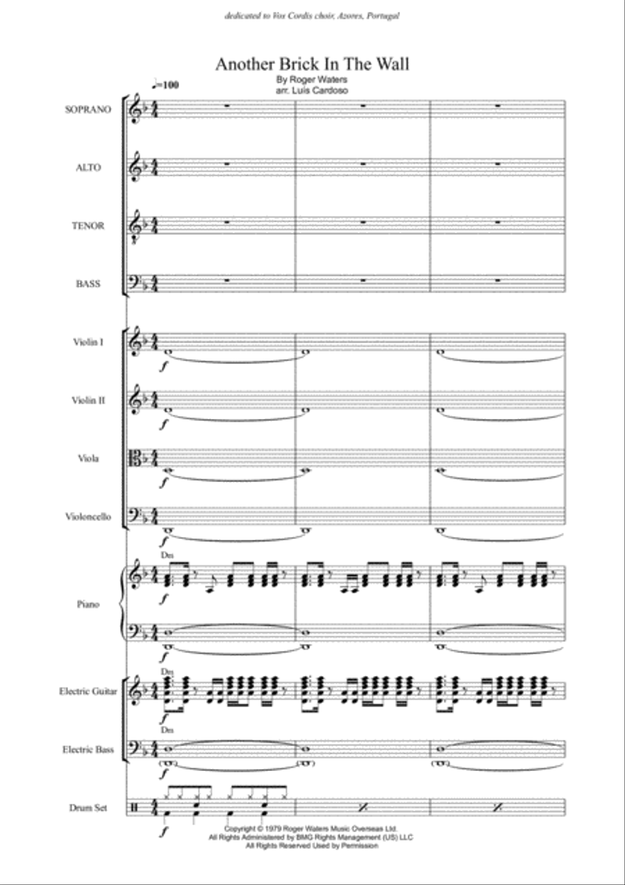 Another Brick In The Wall 4-Part scores gallery preview page 1