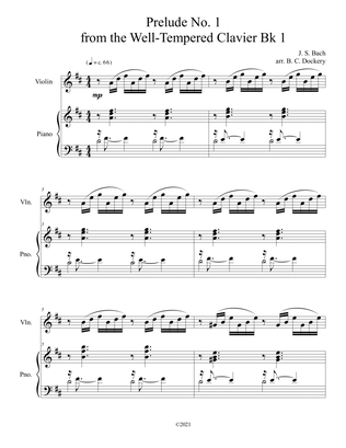 Prelude No.1 from The Well-Tempered Clavier Book 1 BWV 846 (Violin Solo) with piano accompaniment