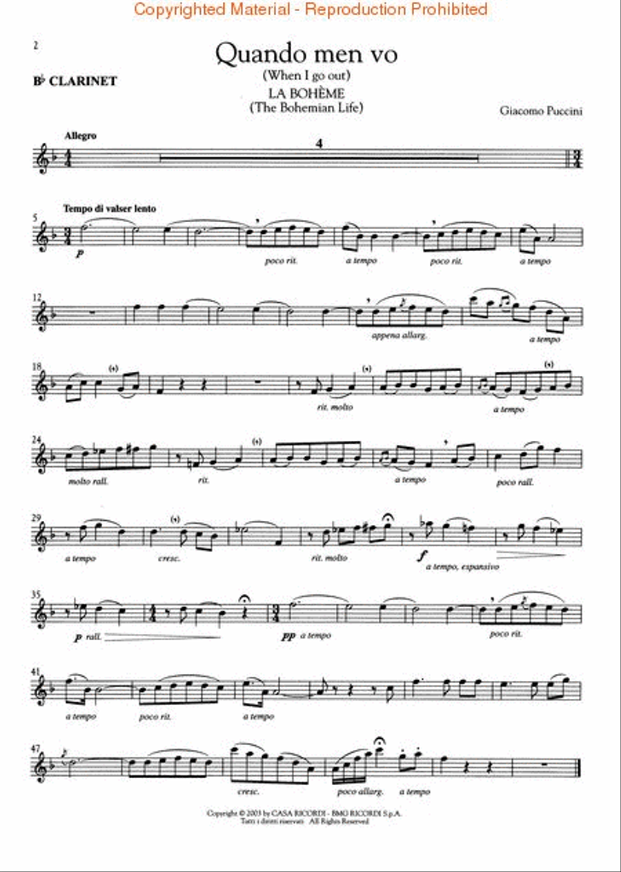 Play Puccini Play Puccini Clarinet Solo scores gallery preview page 4