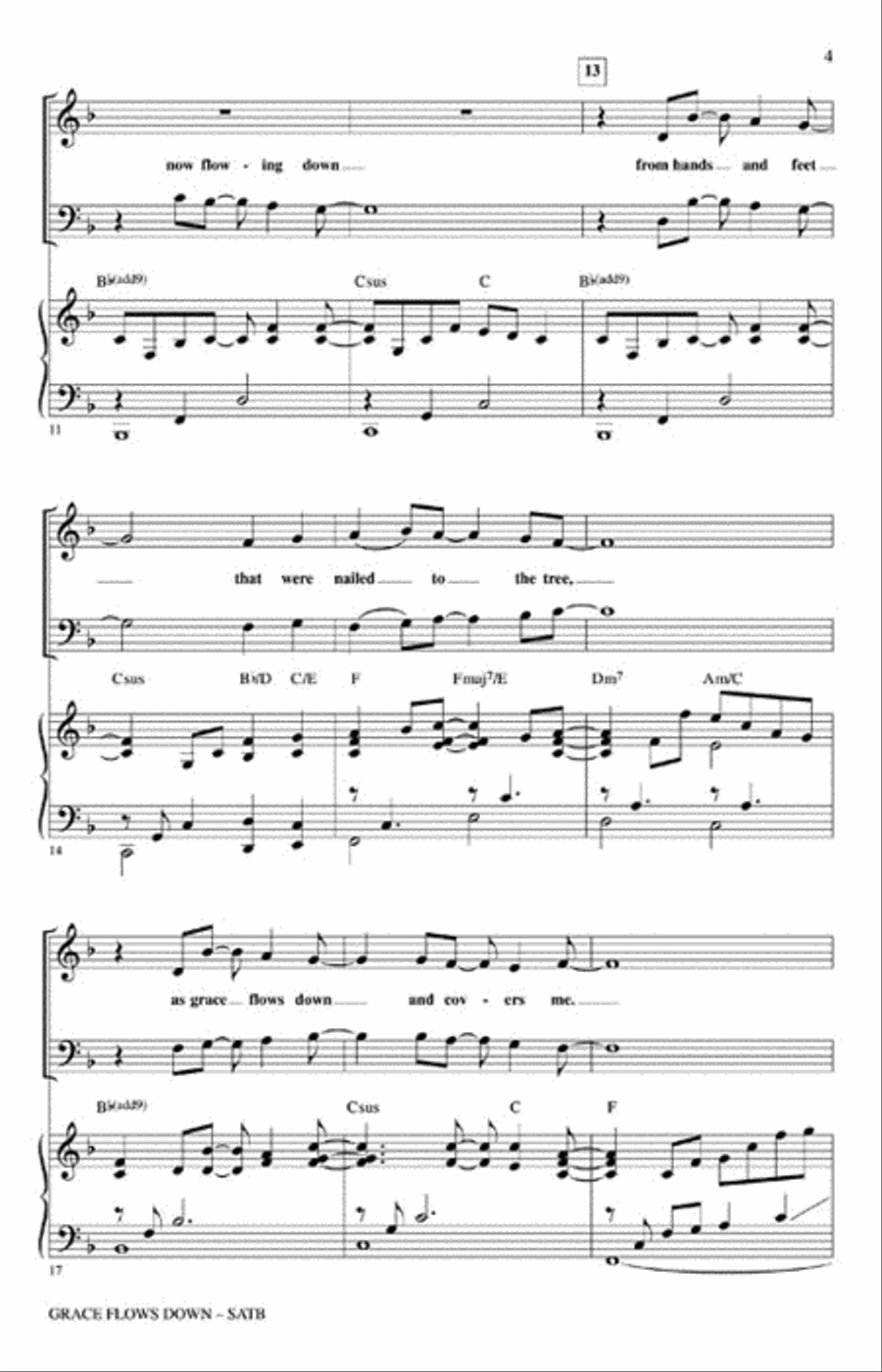 Grace Flows Down with Amazing Grace 4-Part scores gallery preview page 3