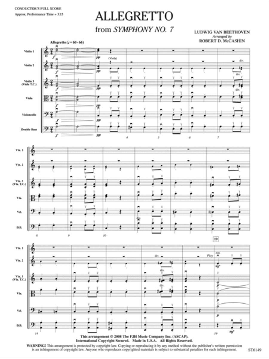 Allegretto (from Beethoven's Symphony No. 7): Score String Orchestra scores gallery preview page 3