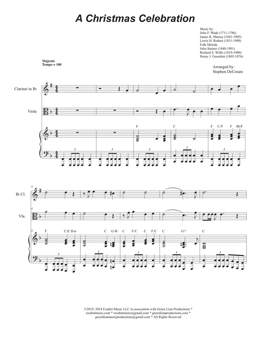 A Christmas Celebration (Duet for Bb-Clarinet and Viola) by Stephen DeCesare B-Flat Clarinet - Digital Sheet Music
