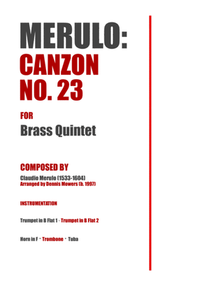 "Canzon No. 23" for Brass Quintet - Claudio Merulo
