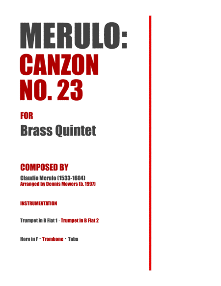 "Canzon No. 23" for Brass Quintet - Claudio Merulo image number null