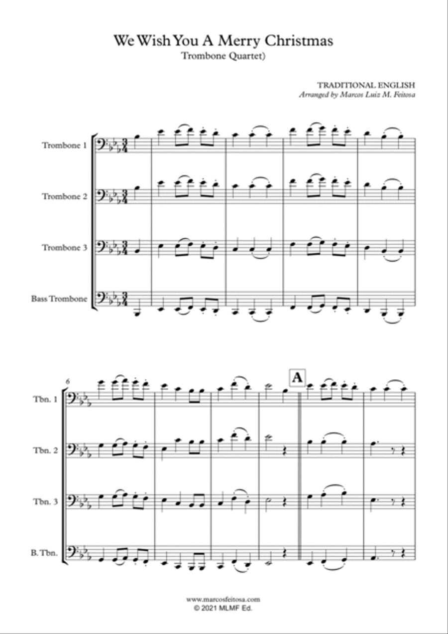 We Wish You A Merry Christmas - Trombone Quartet Trombone Quartet scores gallery preview page 3