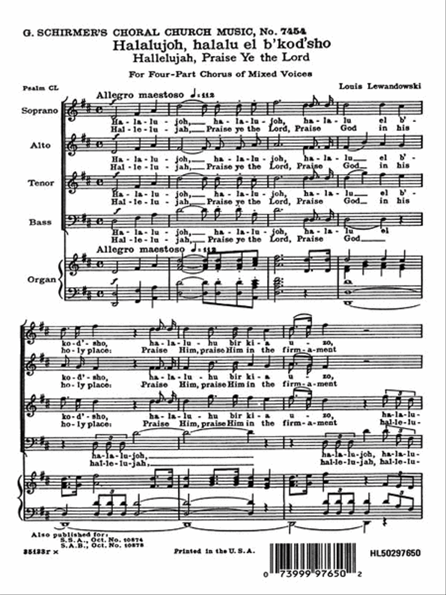 Hallelujah Praise Ye the Lord 4-Part scores gallery preview page 1
