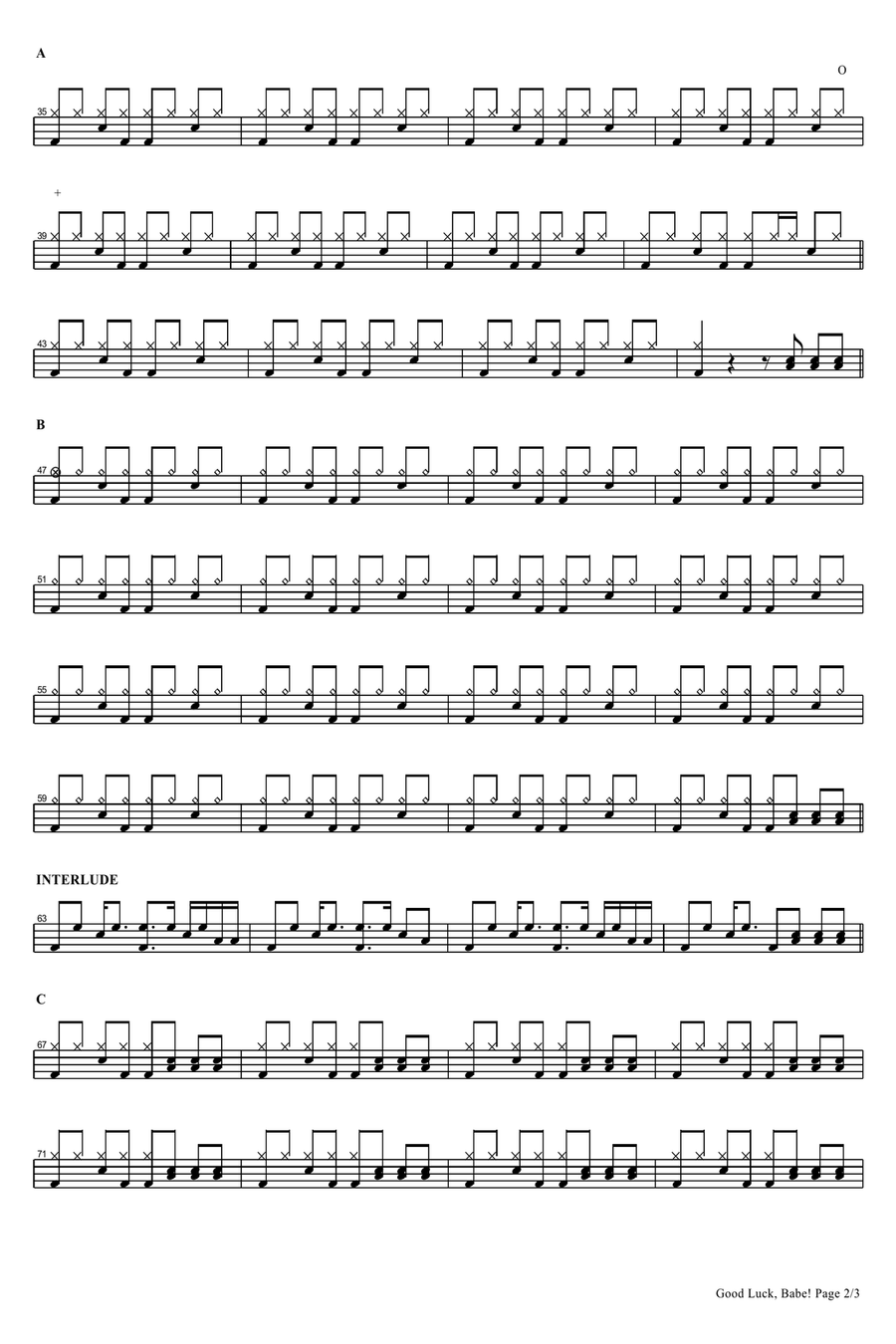 Good Luck, Babe! Drum Set scores gallery preview page 2