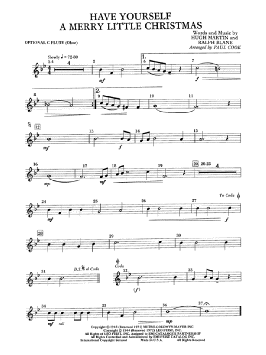 Have Yourself a Merry Little Christmas: Oboe Concert Band scores gallery preview page 1