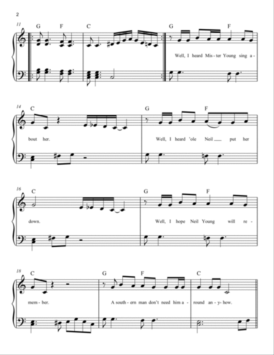 Sweet Home Alabama Sweet Home Alabama Easy Piano scores gallery preview page 2