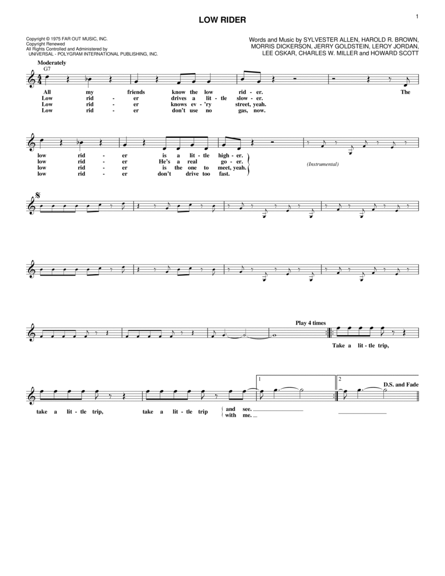 Low Rider Piano scores gallery preview page 1