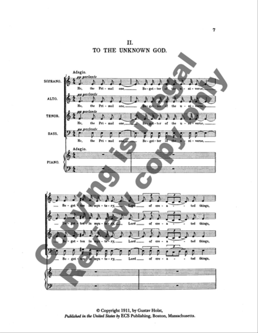 Choral Hymns from the Rig-Veda, Group 1 4-Part scores gallery preview page 9