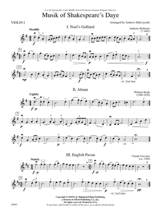 Musik of Shakespeare's Daye: 1st Violin