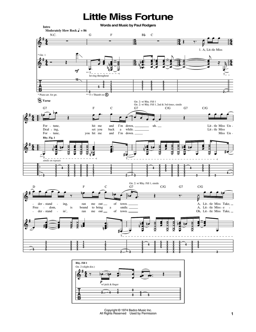 Little Miss Fortune Acoustic Guitar scores gallery preview page 1