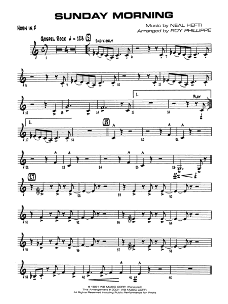 Sunday Morning: 1st F Horn Jazz Ensemble scores gallery preview page 1