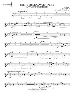 Petite Piece Concertante (Little Concert Piece) (Solo Cornet and Concert Band): Baritone T.C.
