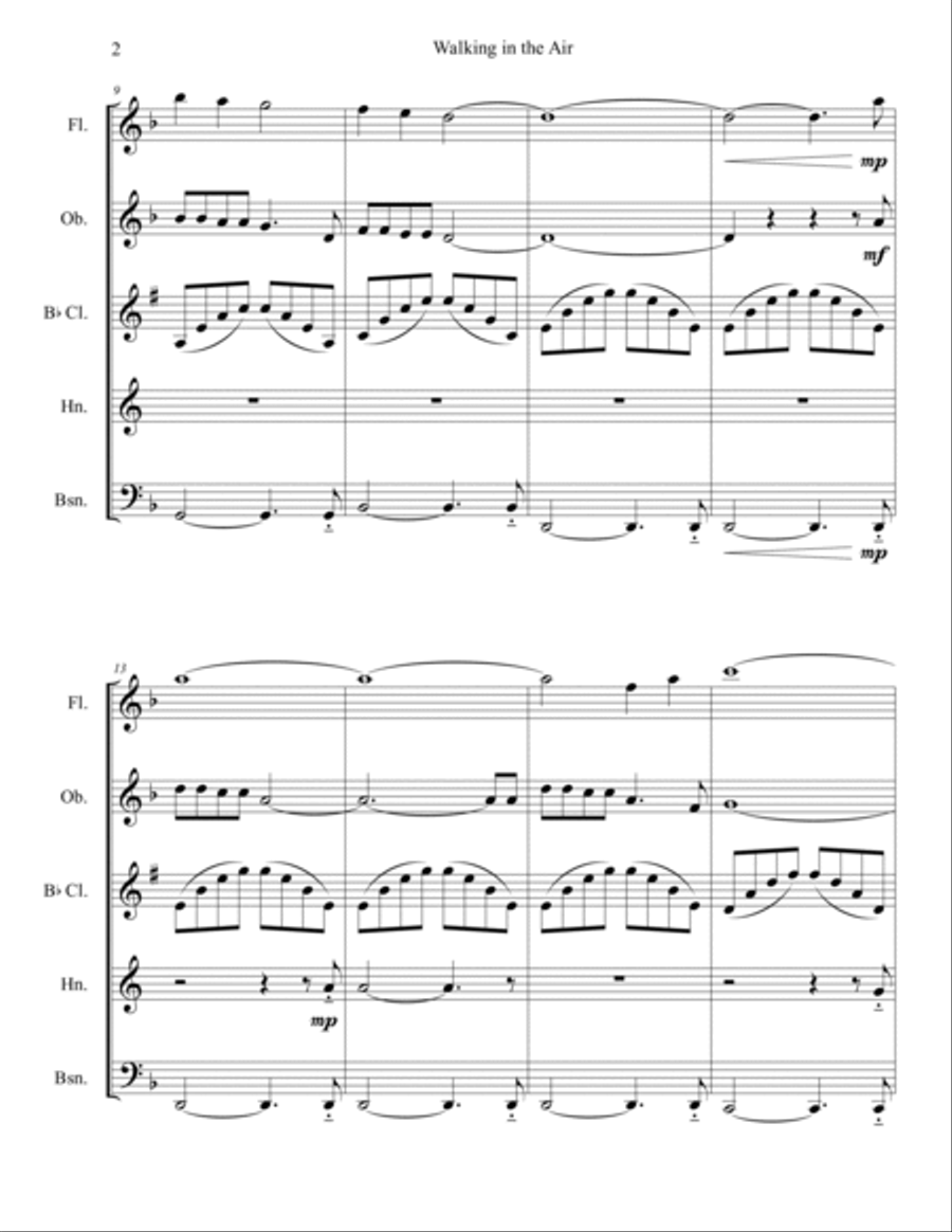 Walking In The Air Woodwind Quintet scores gallery preview page 2