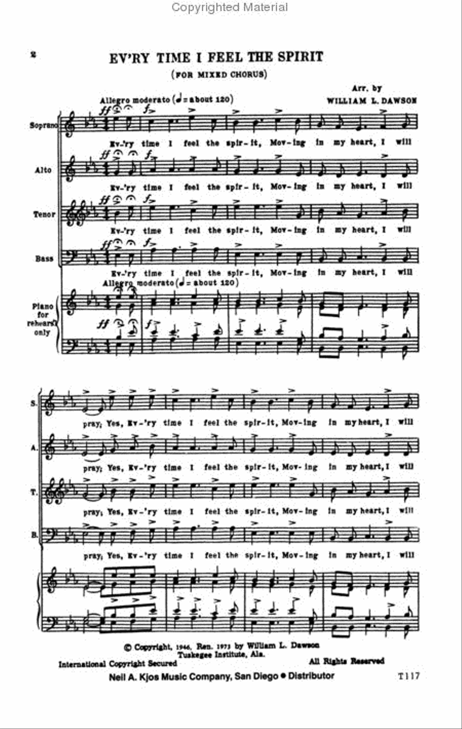Ev'ry Time I Feel the Spirit SATB 4-Part scores gallery preview page 2