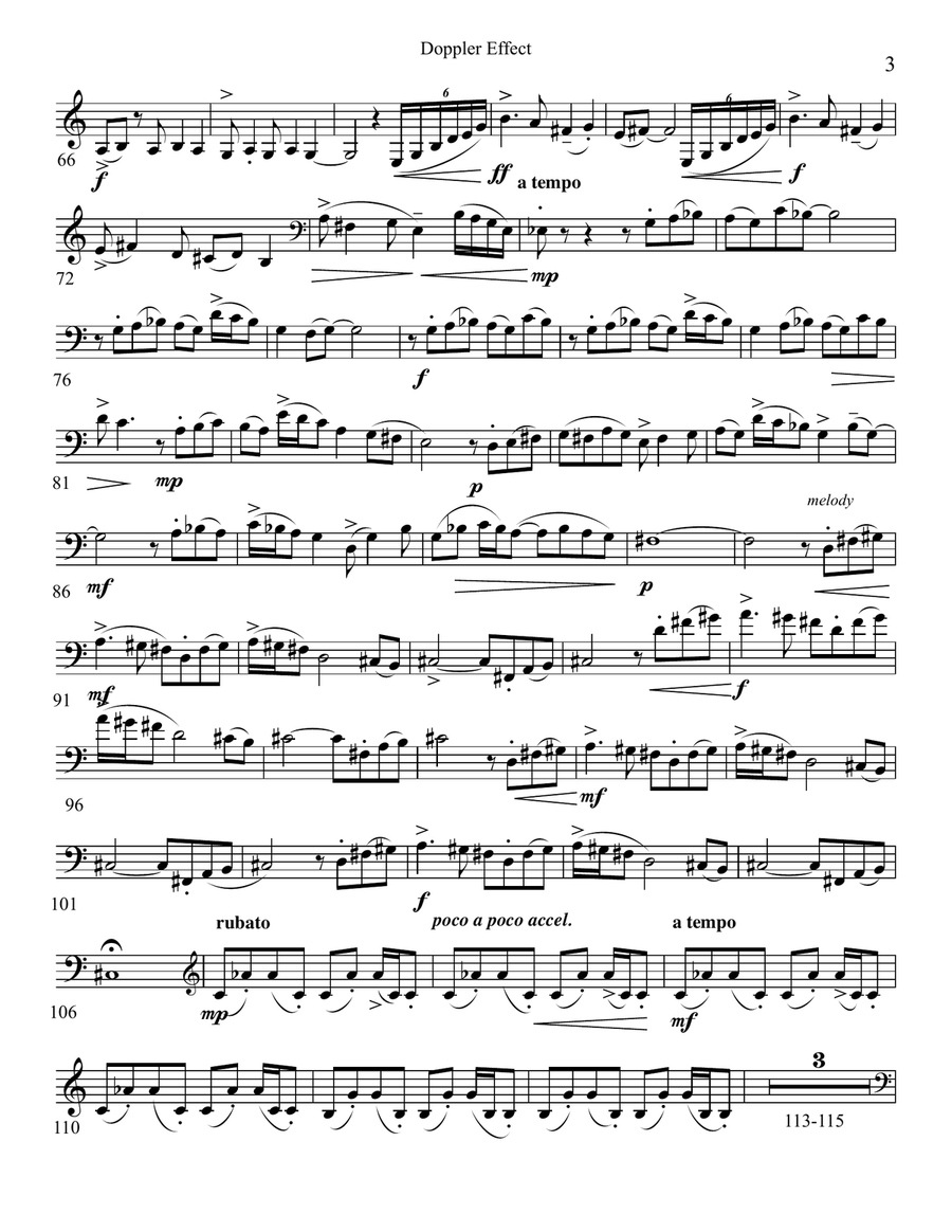 DOPPLER EFFECT for flute, bassoon, and harp Woodwind Trio scores gallery preview page 3