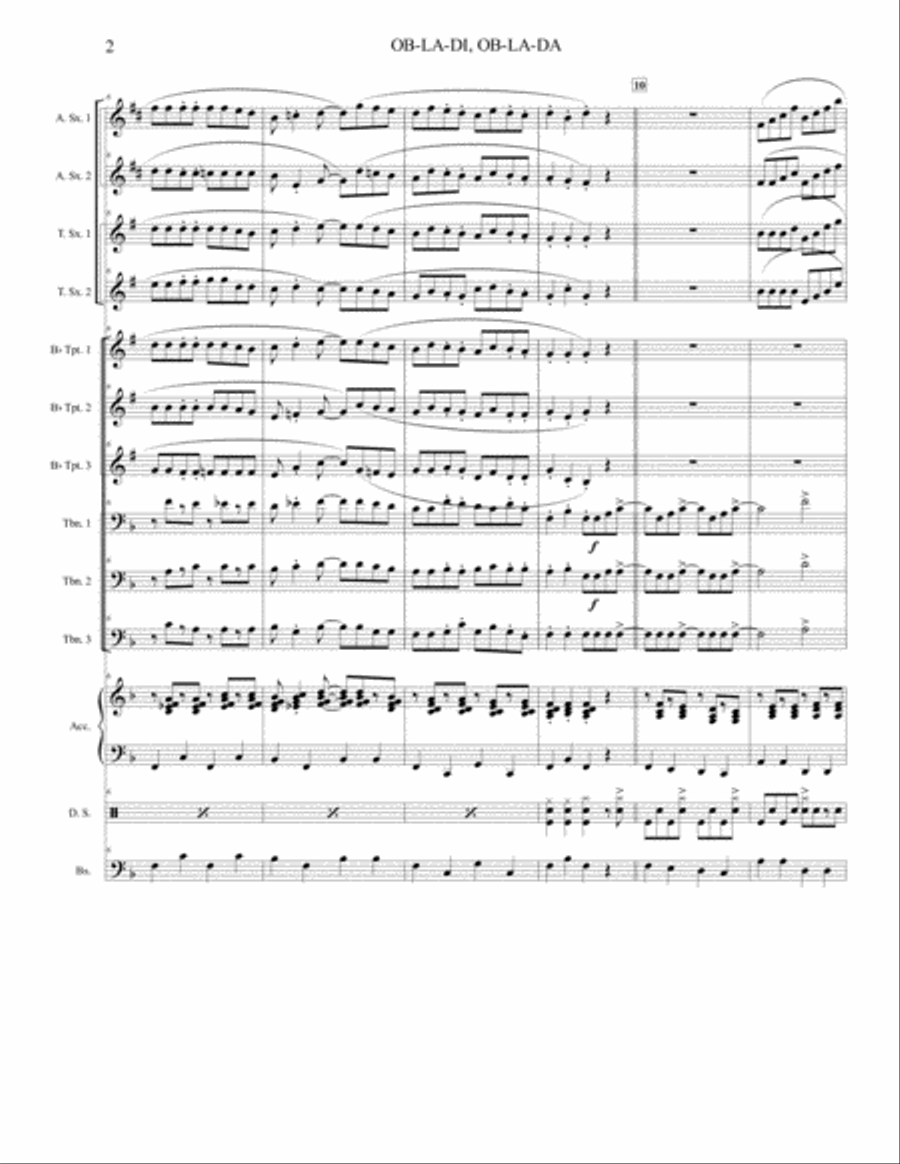 Ob-la-di, Ob-la-da Jazz Ensemble scores gallery preview page 2