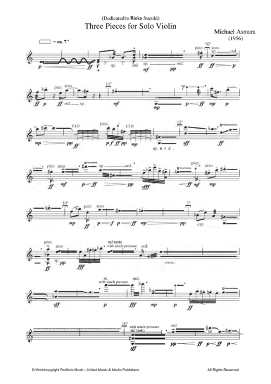 Three Pieces for Violin Solo Violin Solo scores gallery preview page 2