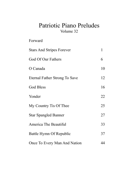 Patriotic Piano Preludes Volume 32 image number null
