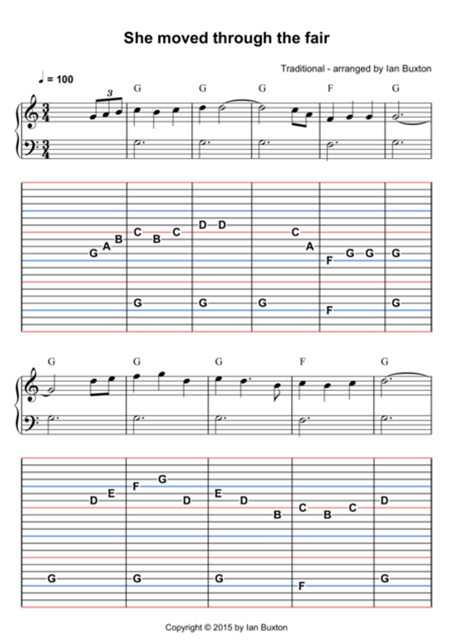 She Moved Through the Fair for Celtic or Folk Harp with Chords Celtic Harp scores gallery preview page 1