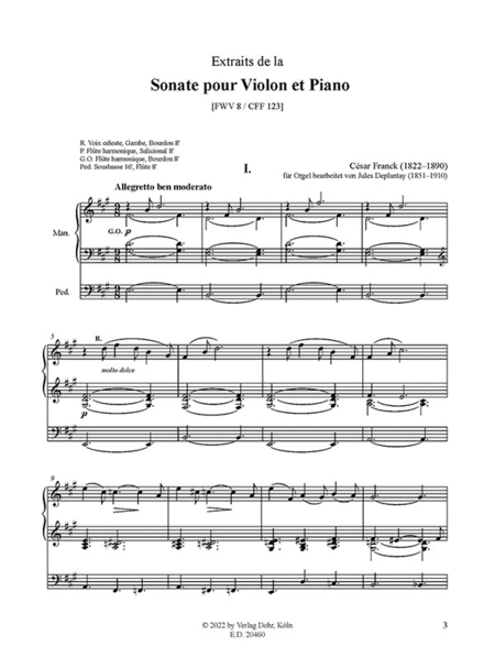 Sonate pour Violon et Piano FWV 8 (bearbeitet für Orgel) (Auszüge)