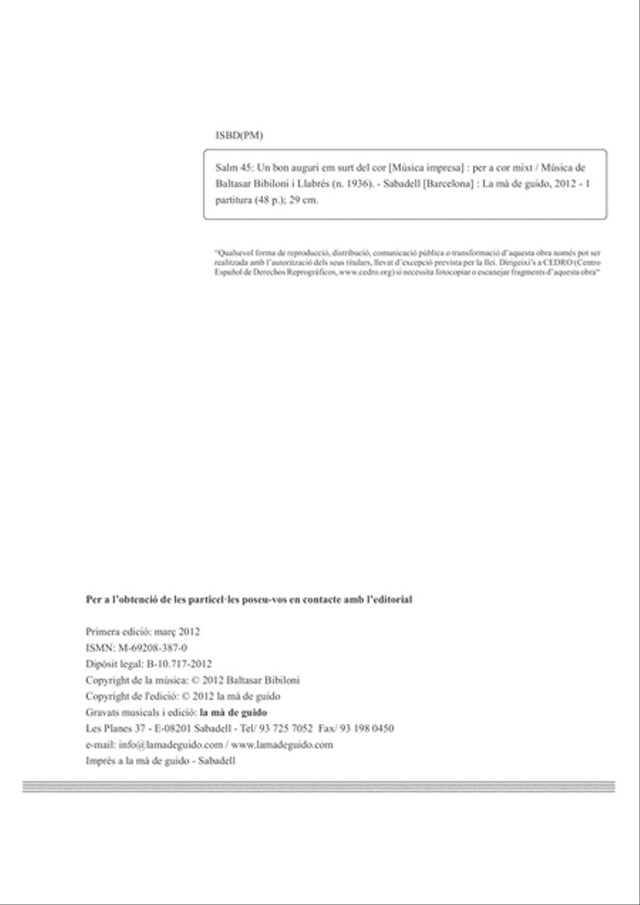 Salm 45: un bon auguri em surt del cor 4-Part scores gallery preview page 4