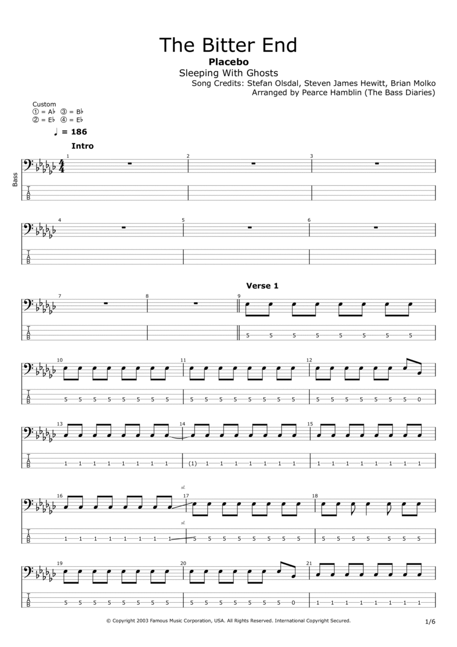 The Bitter End Bass Guitar scores gallery preview page 1