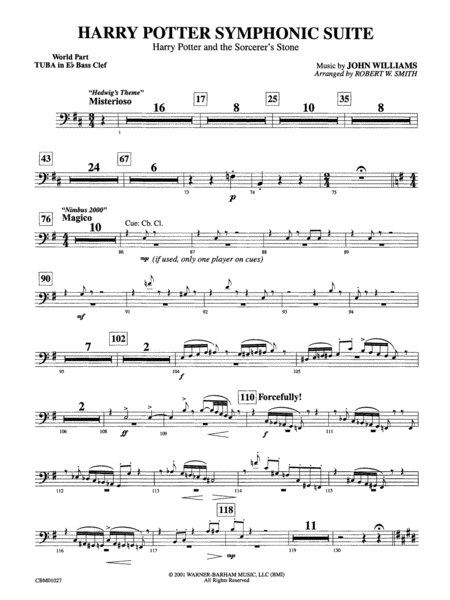 Harry Potter Symphonic Suite: (wp) E-flat Tuba B.C.