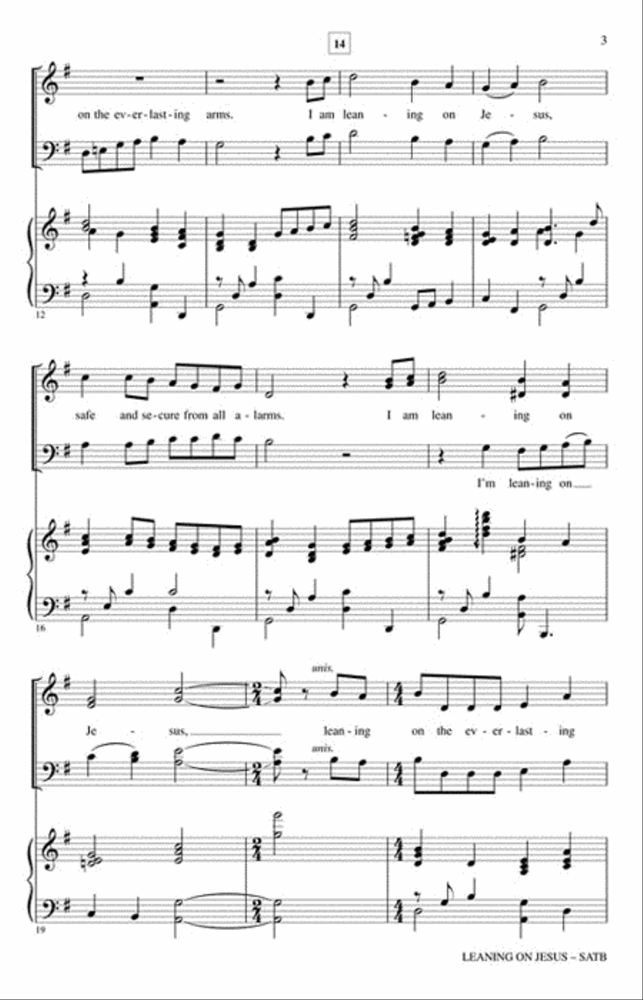 Leaning on Jesus 4-Part scores gallery preview page 3