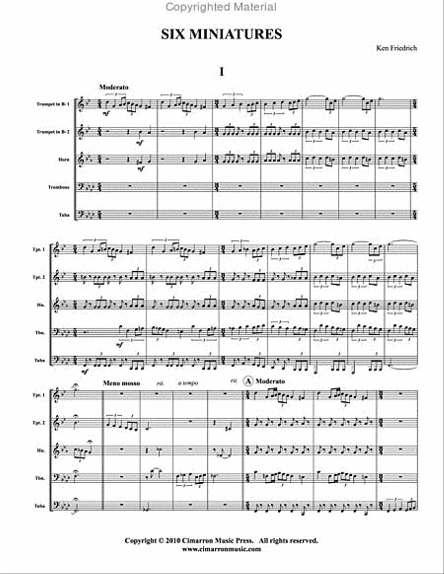 Six Miniatures Brass Quintet scores gallery preview page 2