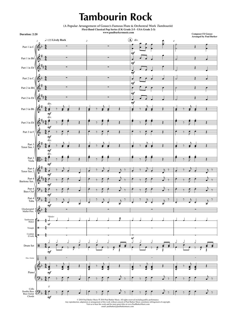 Tambourin Rock (Flexible Instrumentation) Concert Band scores gallery preview page 4